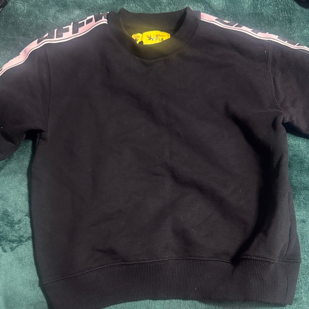 Off-White boys Black Sweater with Pink Accents